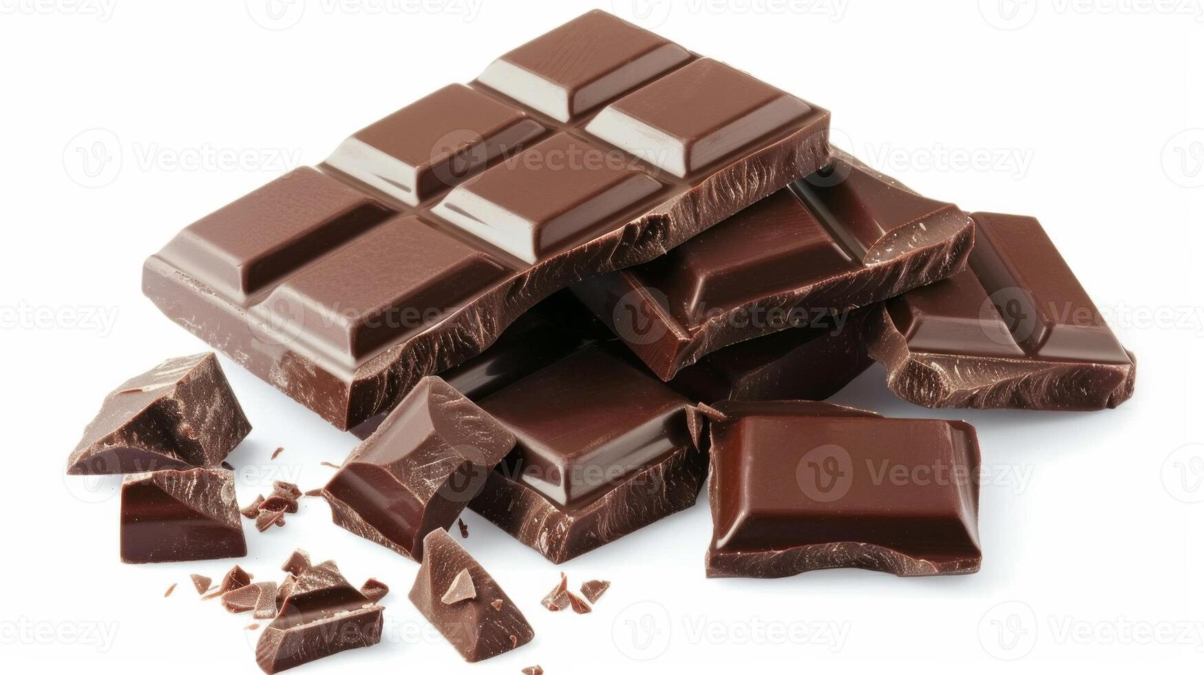 assortito buio cioccolato pezzi avvicinamento isolato nel bianca sfondo foto