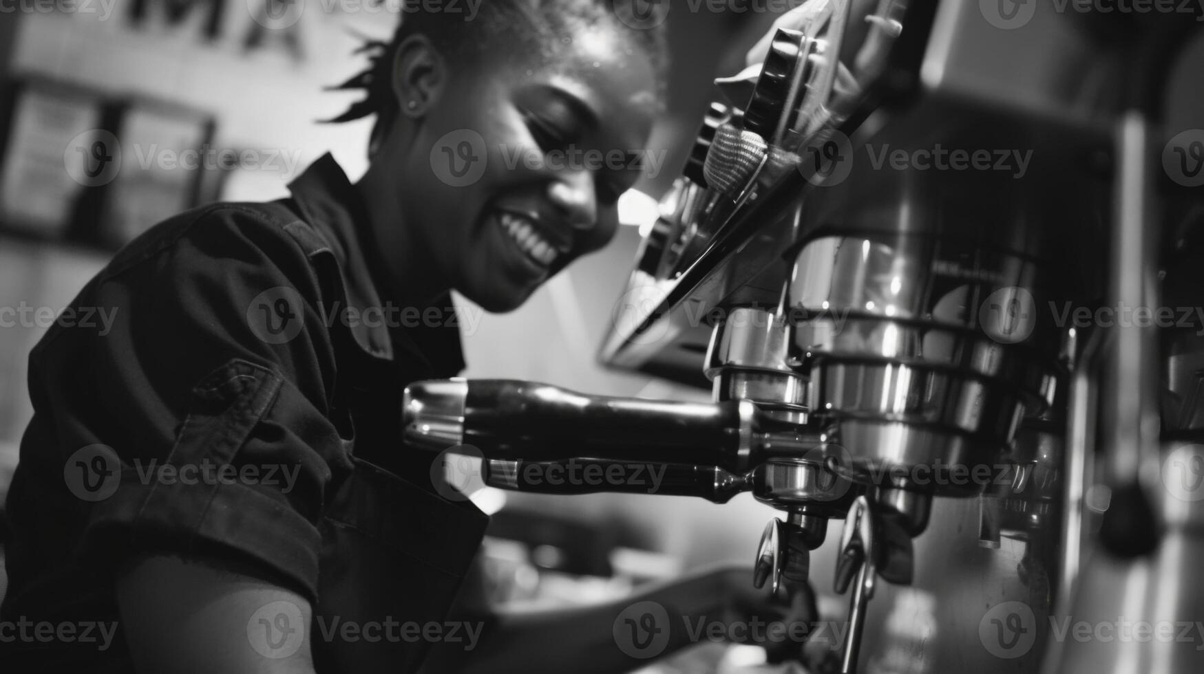 stile di vita Immagine sorridente barista a opera foto