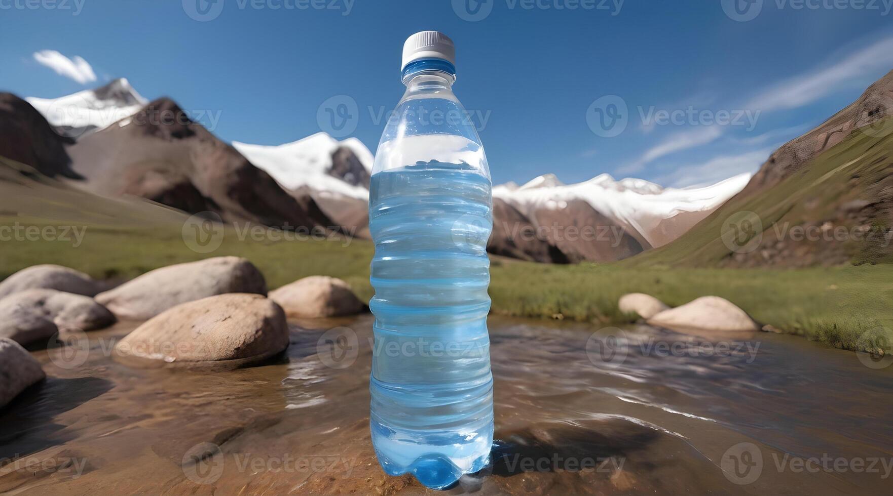 bottiglia di acqua nel il montagne foto