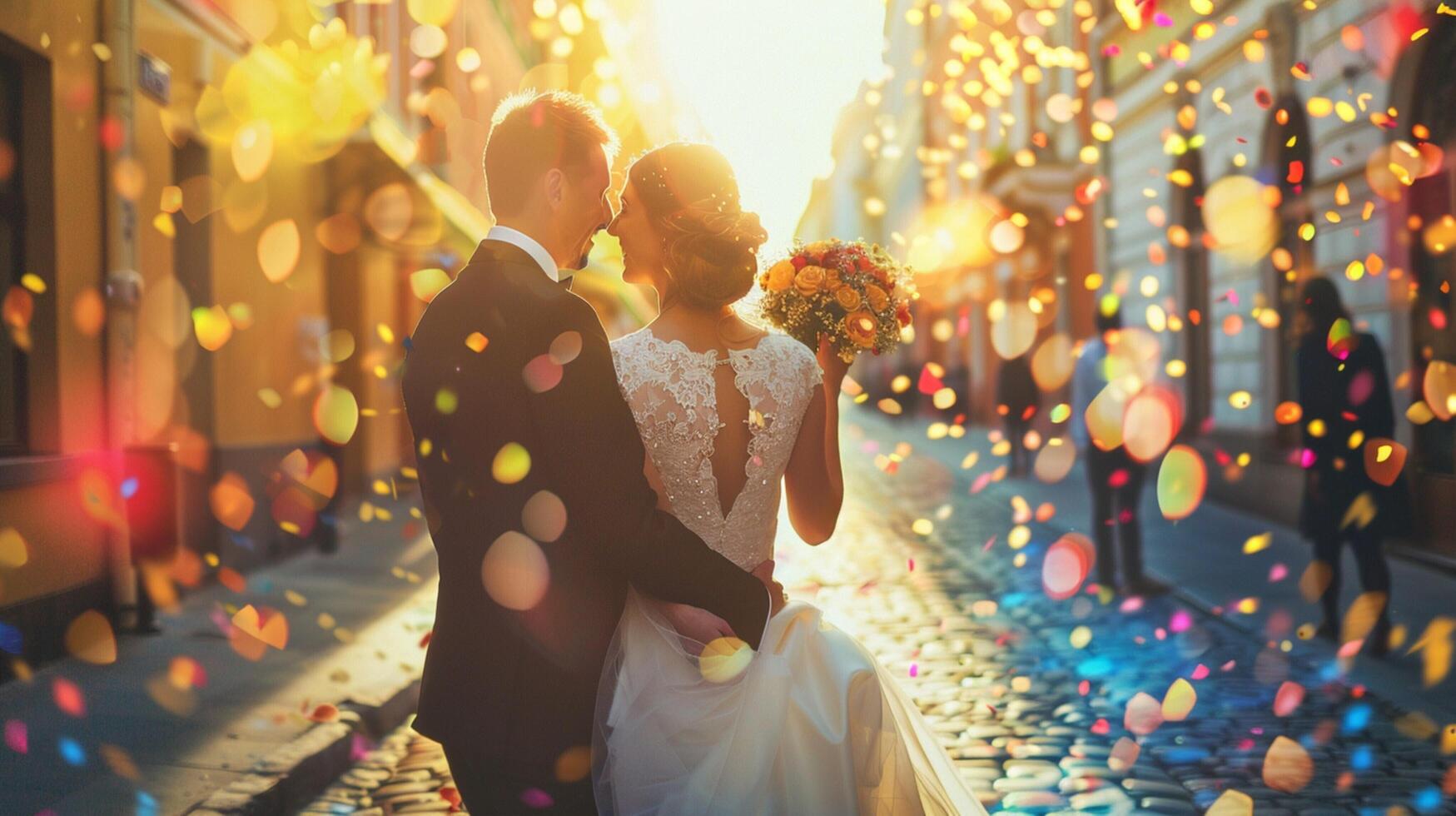 un' gioioso celebrazione di amore e matrimonio foto