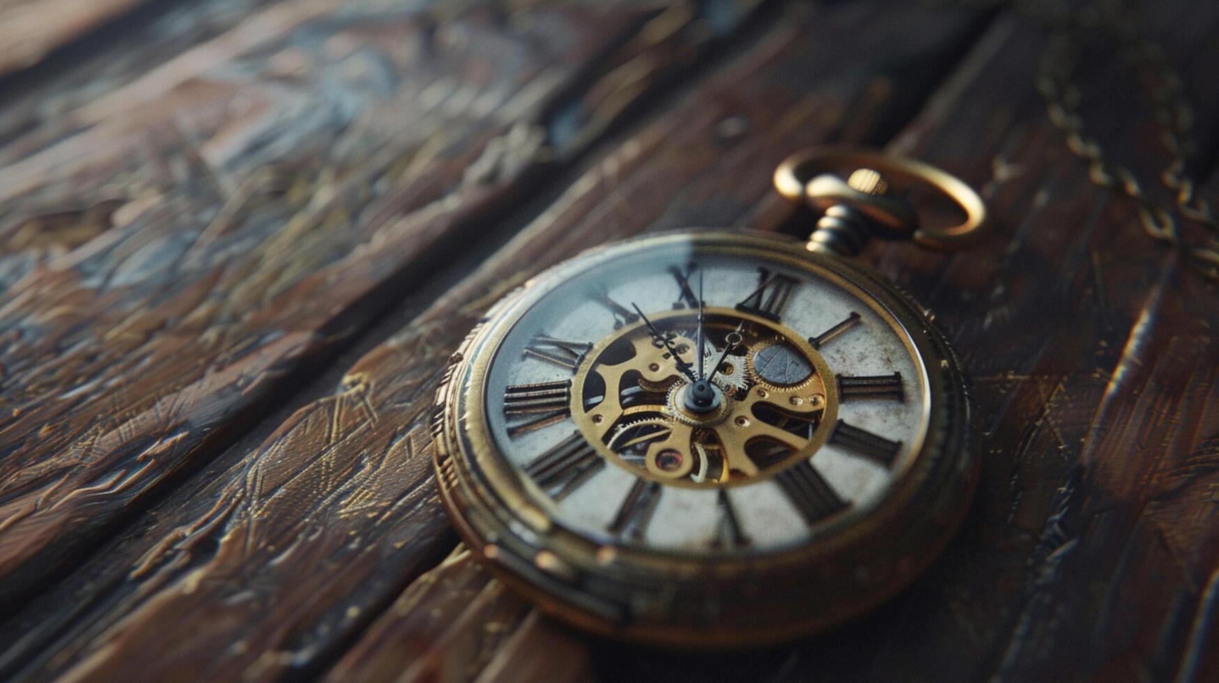 antico tasca orologio su di legno tavolo tempo foto