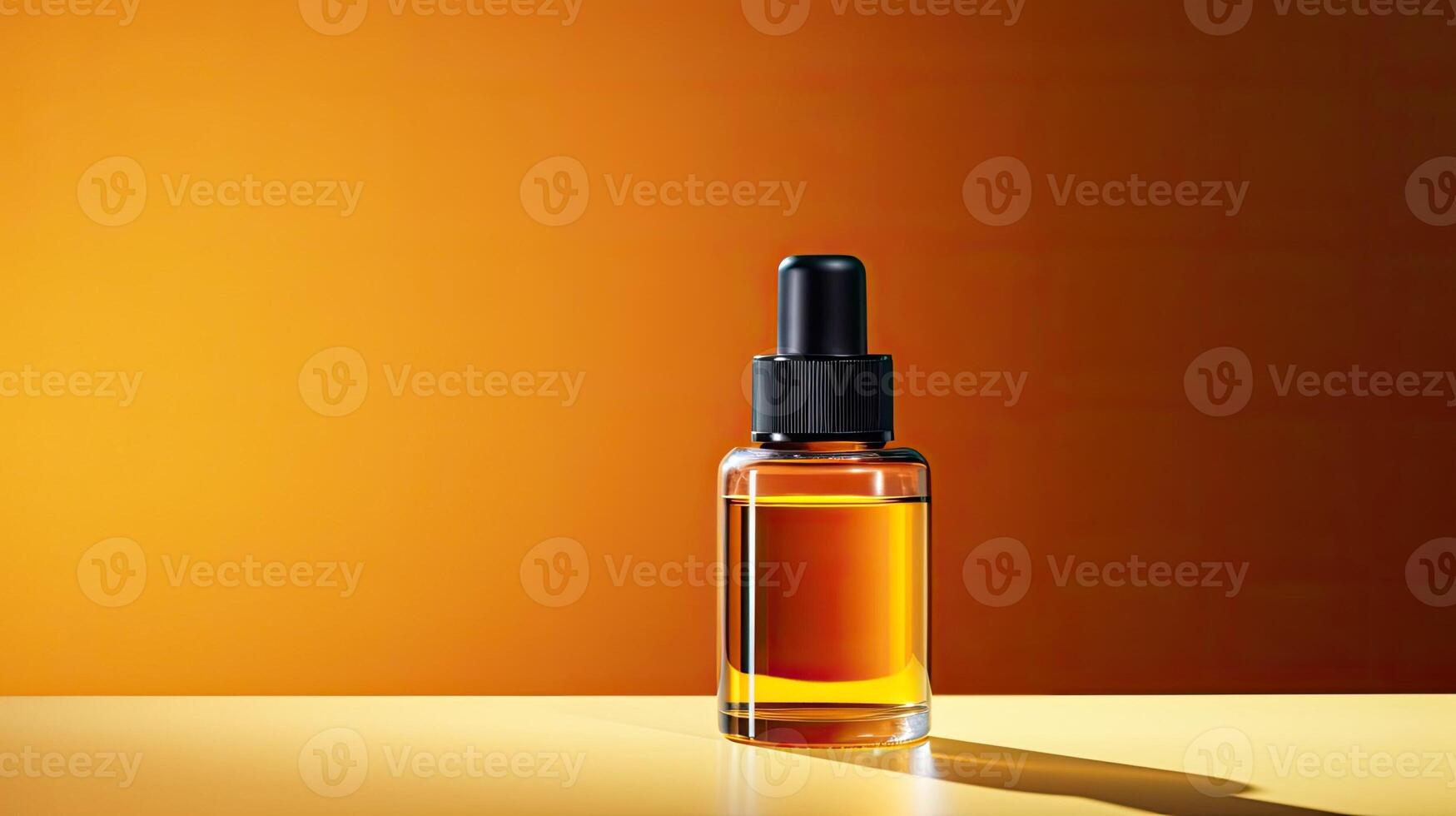 vaso di olio. presentazione e modello di il Prodotto. attività commerciale modello per cosmetici e pelle cura. idratante giallo liquido. foto