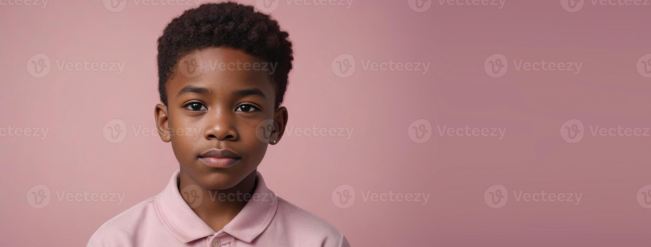 un africano americano giovanile ragazzo isolato su un' rosa sfondo con copia spazio. foto