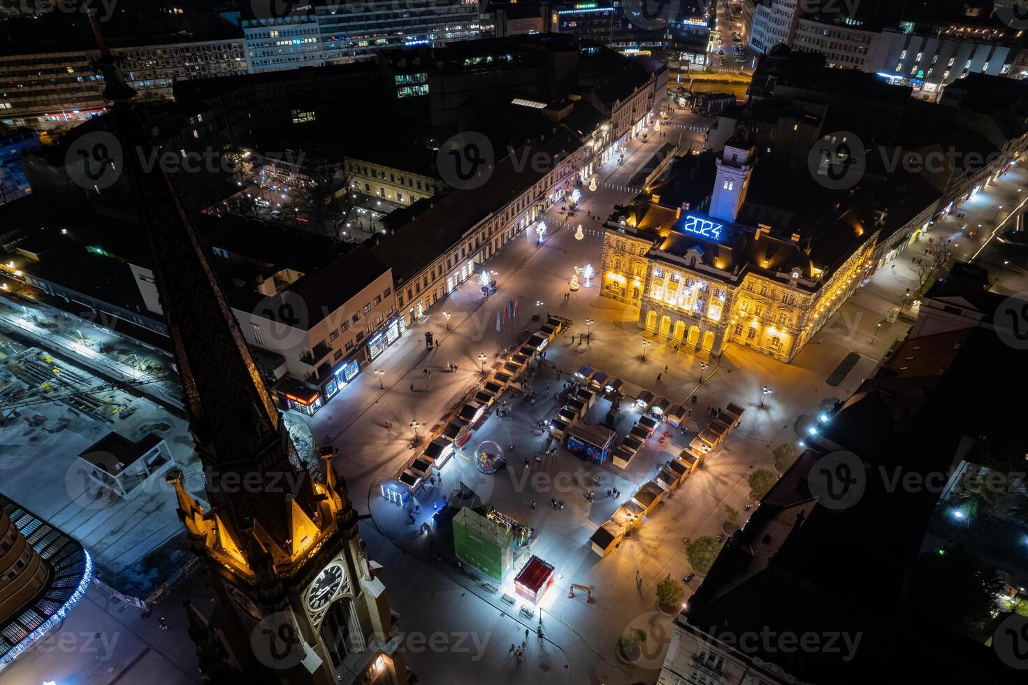 città quadrato, per il nuovo anno nel il notte foto