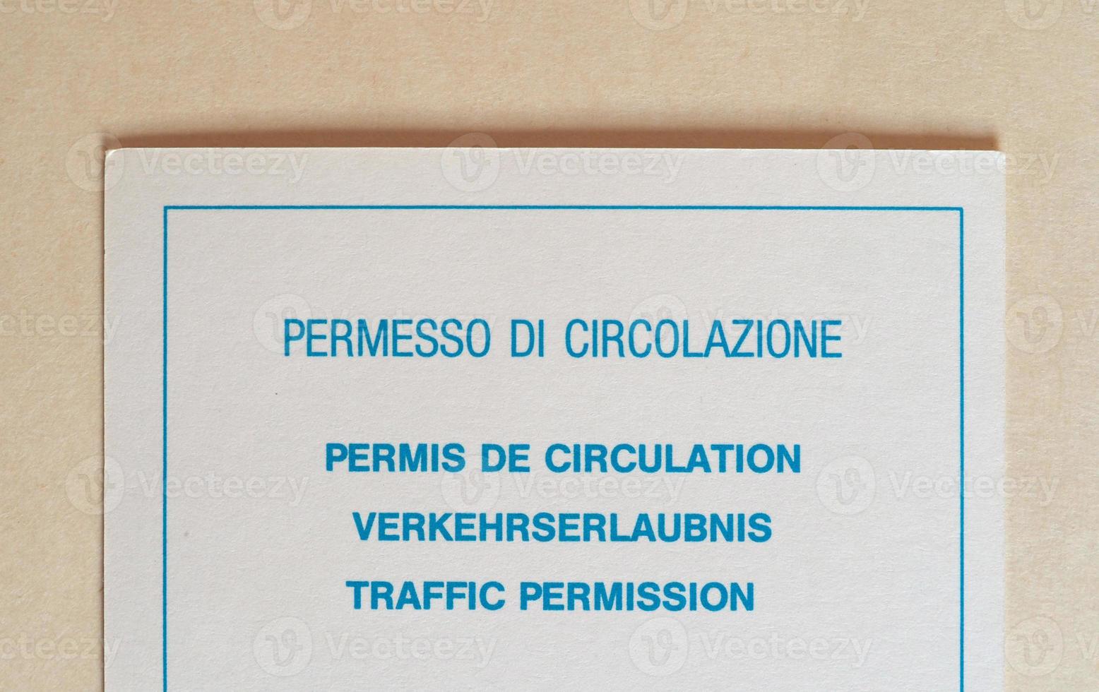 documento di permesso di circolazione foto