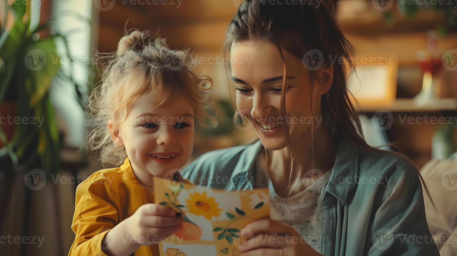 madre e figlia godendo fatto a mano carta. generativo-ai foto