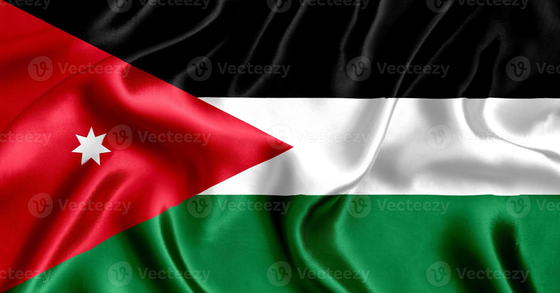 bandiera di Giordania seta avvicinamento foto