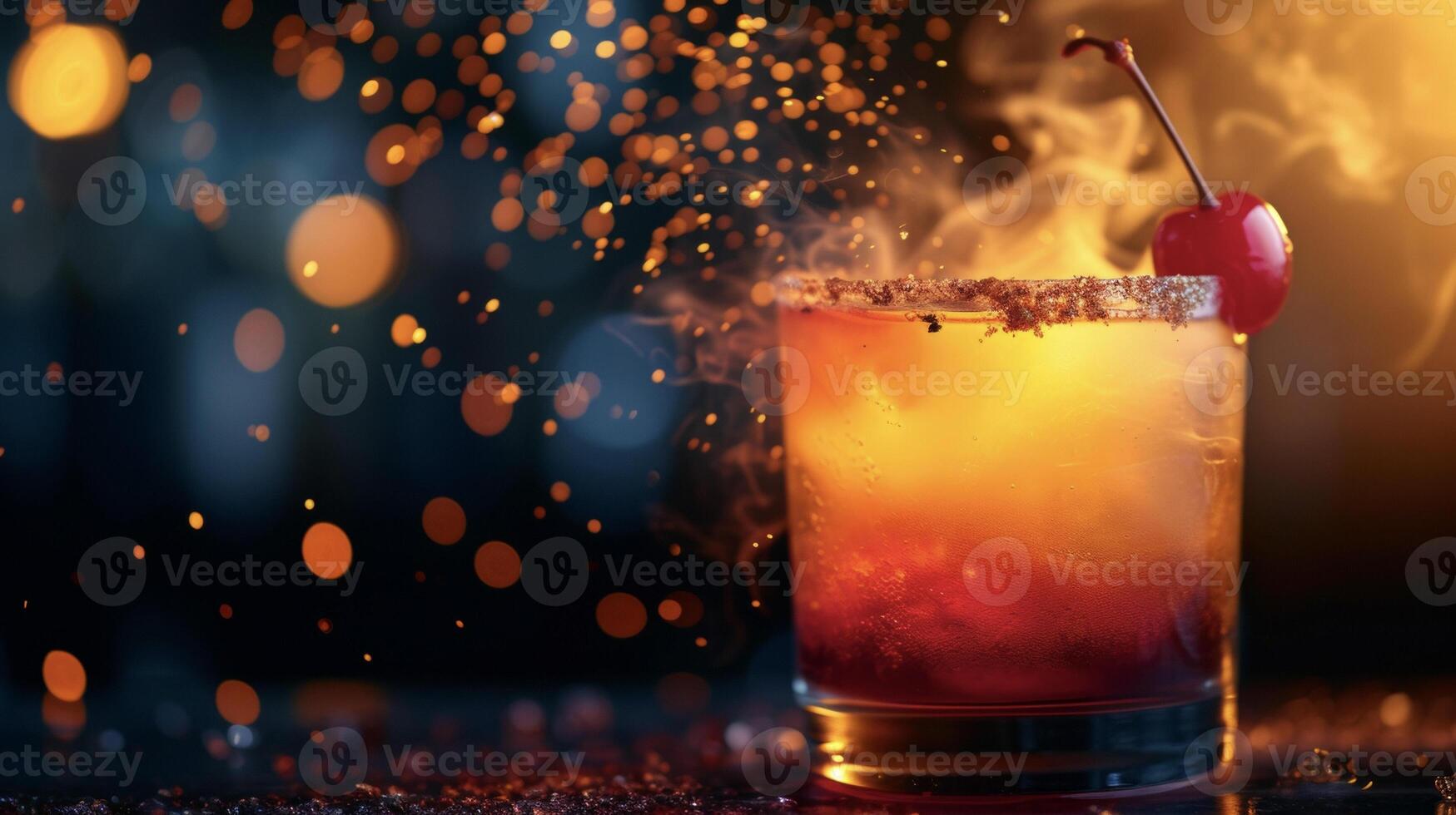 un' visivamente Impressionante Tequila Alba con un' ardente ciliegia recitazione come il Perfetto contorno per Ignite il tuo gusto mini cuffie foto