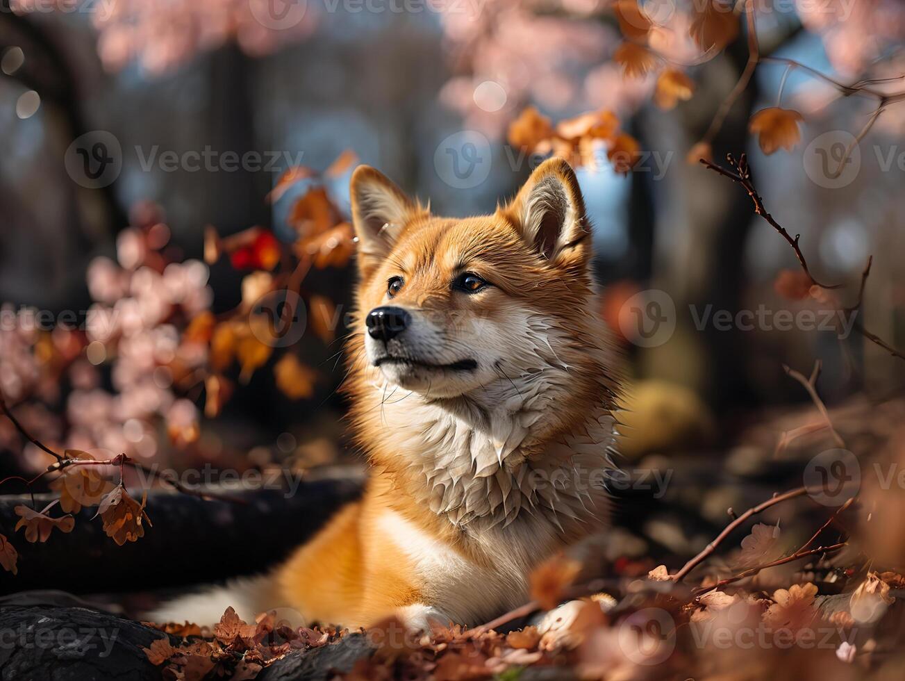 ai generato cane razza shiba inu su un' sfocato sfondo generativo ai foto