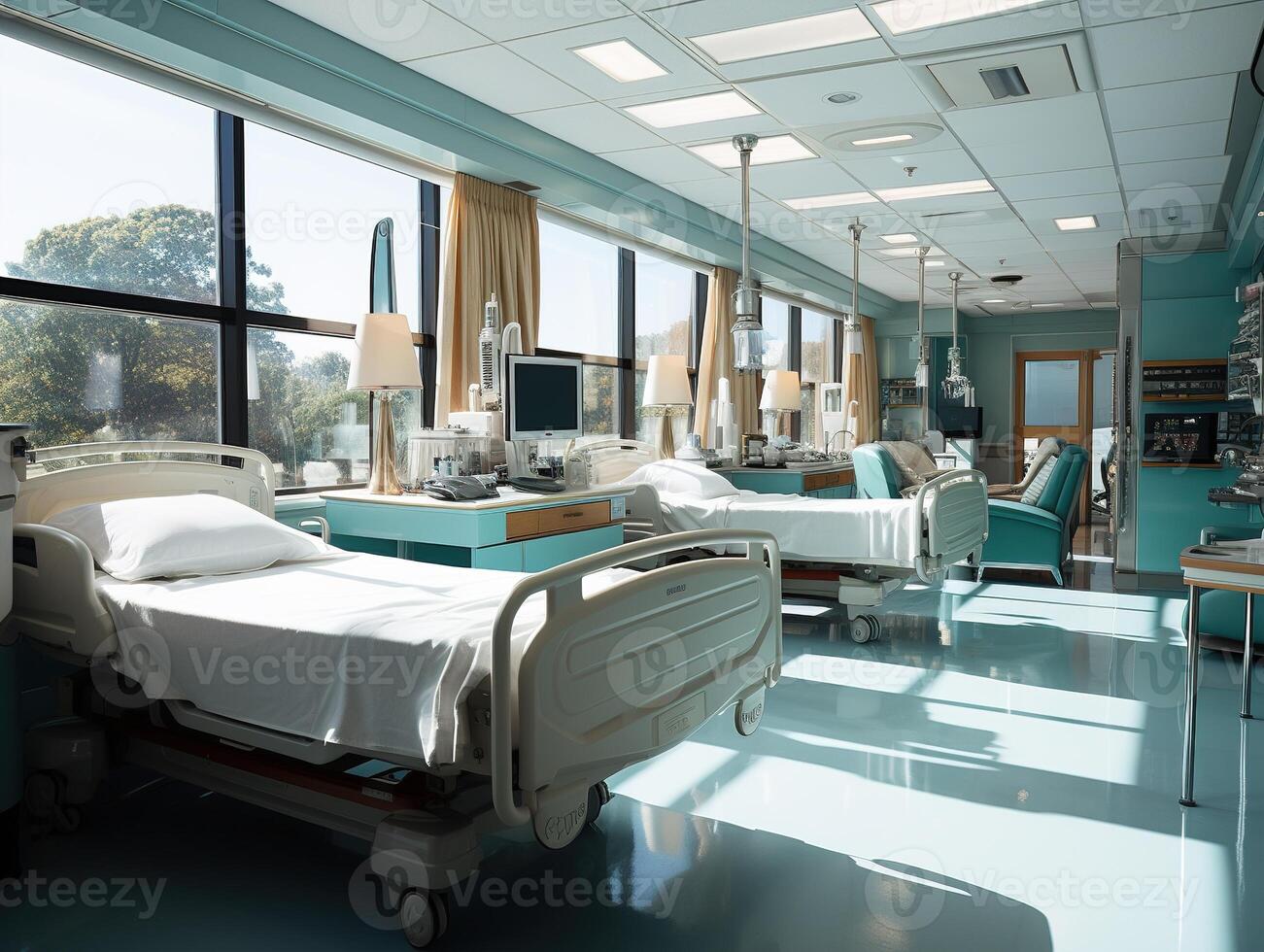 ai generato interno di il camere di un' moderno ospedale generativo ai foto