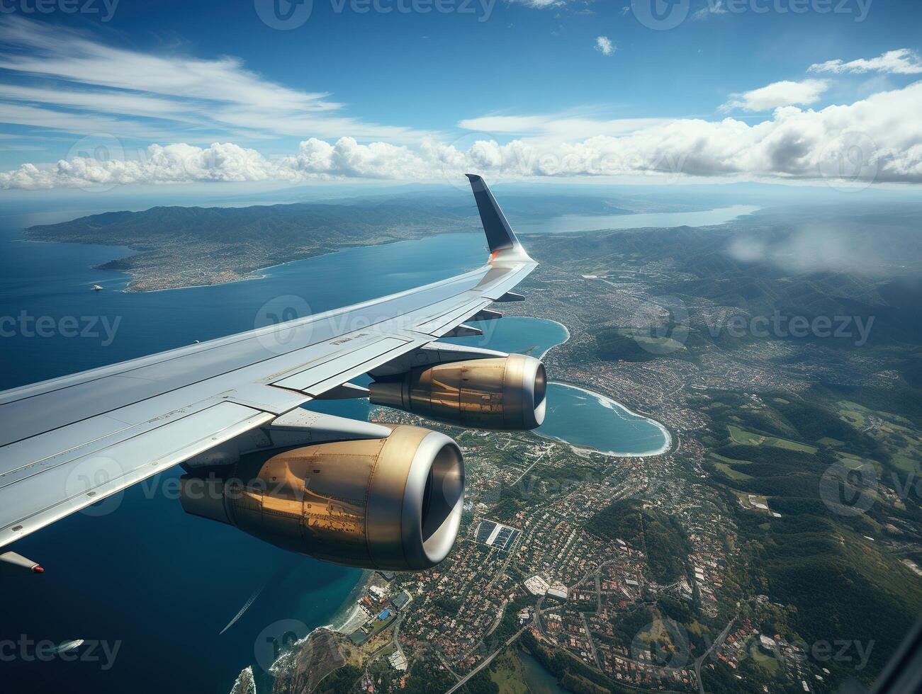 ai generato passeggeri aereo volo aereo ala generativo ai foto