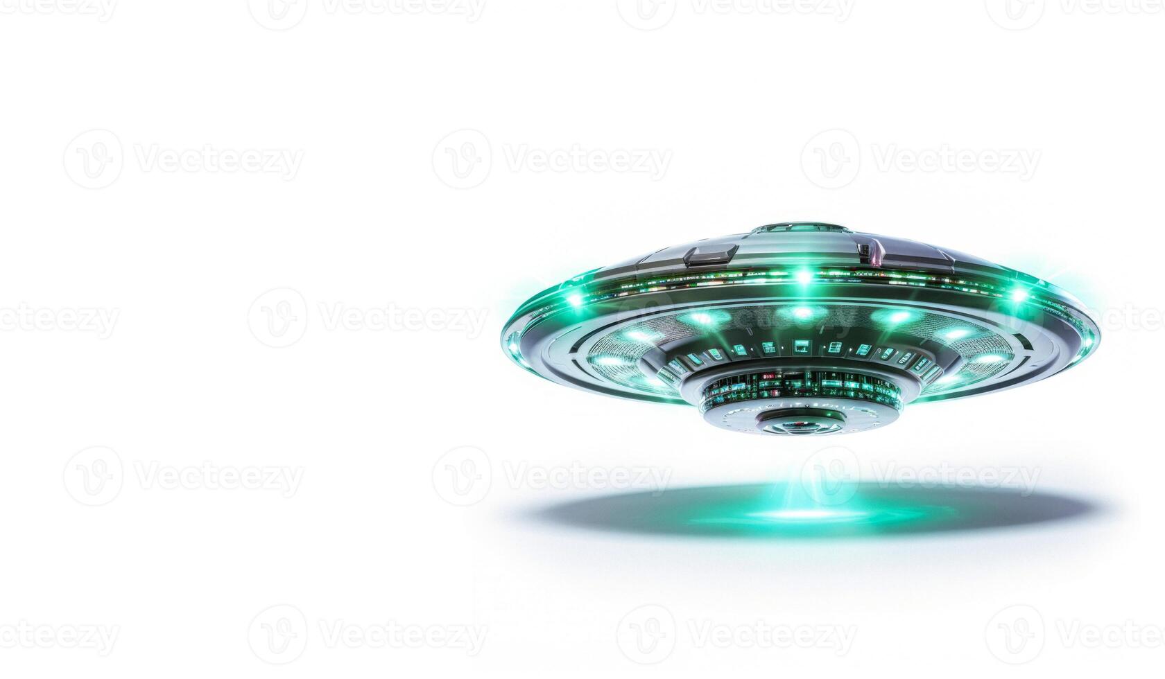 ai generato ufo piattino su un' bianca sfondo generativo ai foto