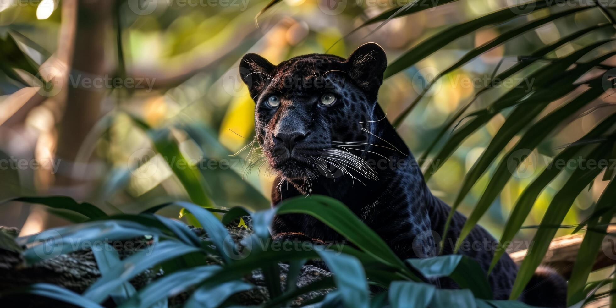 pantera su sfocato sfondo natura foto