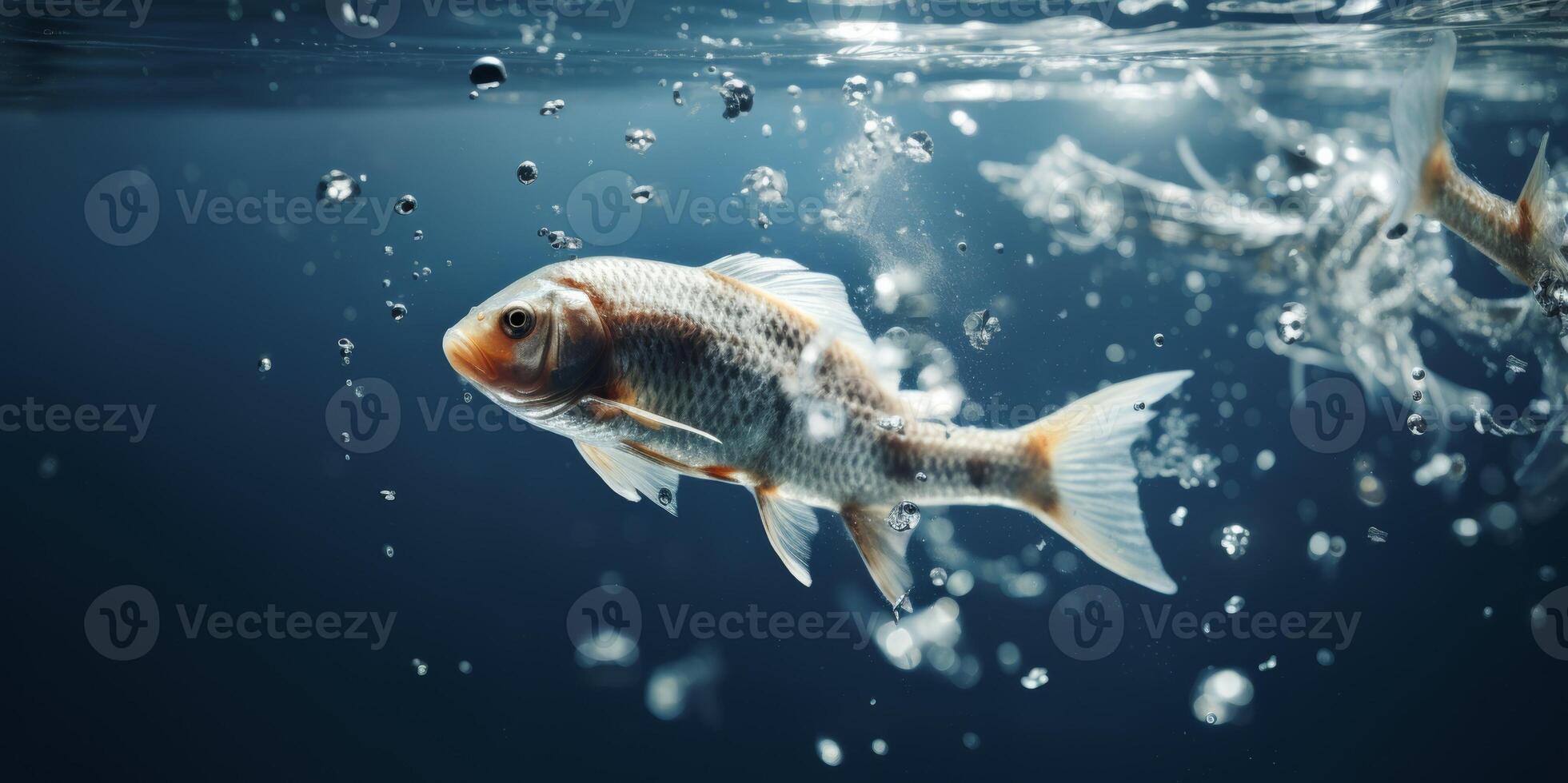 pesce salto su di il acqua spruzzi foto