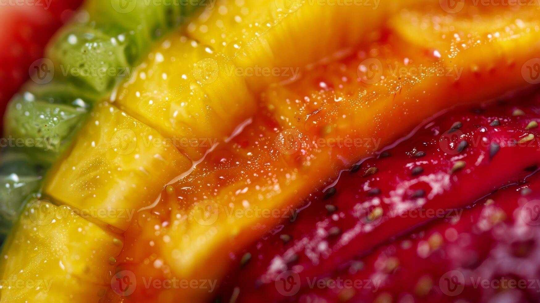 indulgere nel un' arcobaleno di sapori con un esotico frutta selezione quello è tutti e due bellissimo e delizioso foto