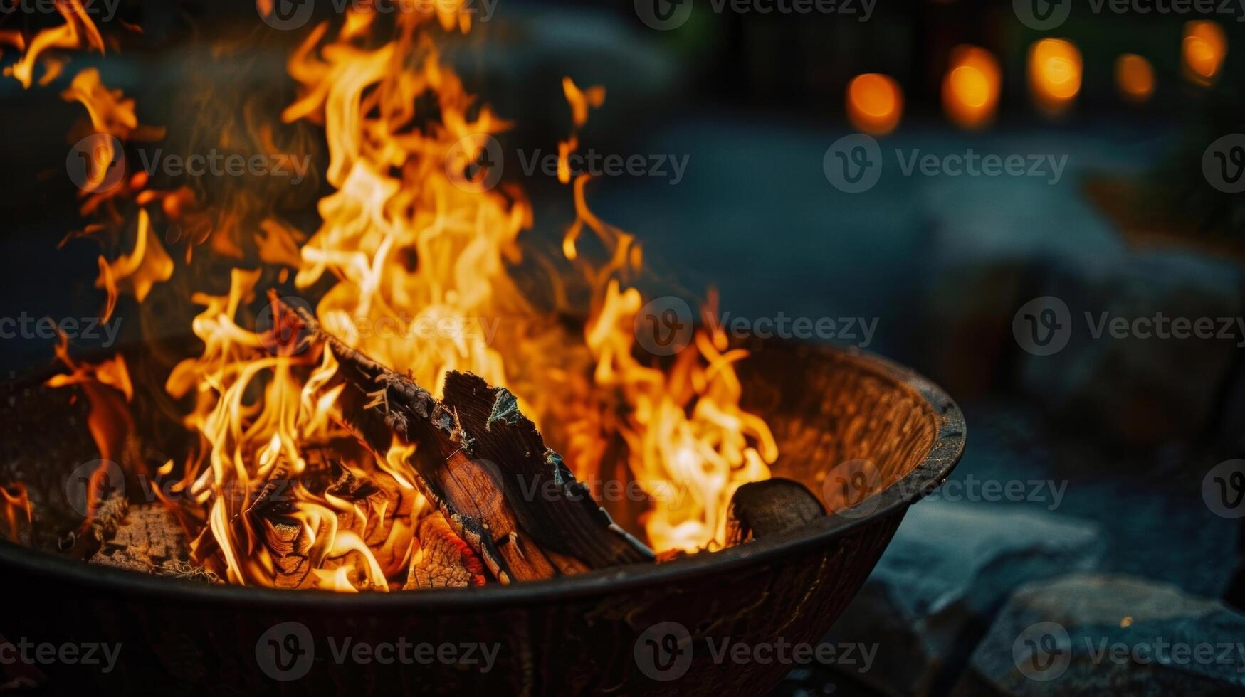 come il notte indossa su e il fuoco inizia per morire giù il ospiti siamo sinistra con un' senso di Meraviglia e soggezione a il bellezza e energia di il fuoco fossa raccolta. 2d piatto cartone animato foto