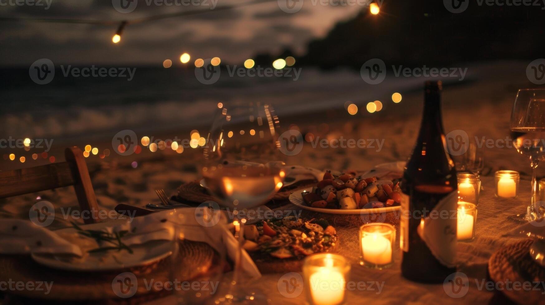 come il stelle Le sopra e il suono di il oceano culla il gruppo in contentezza essi conoscere quello Questo sulla spiaggia vegano festa volontà essere un' amato memoria per anni per venire foto