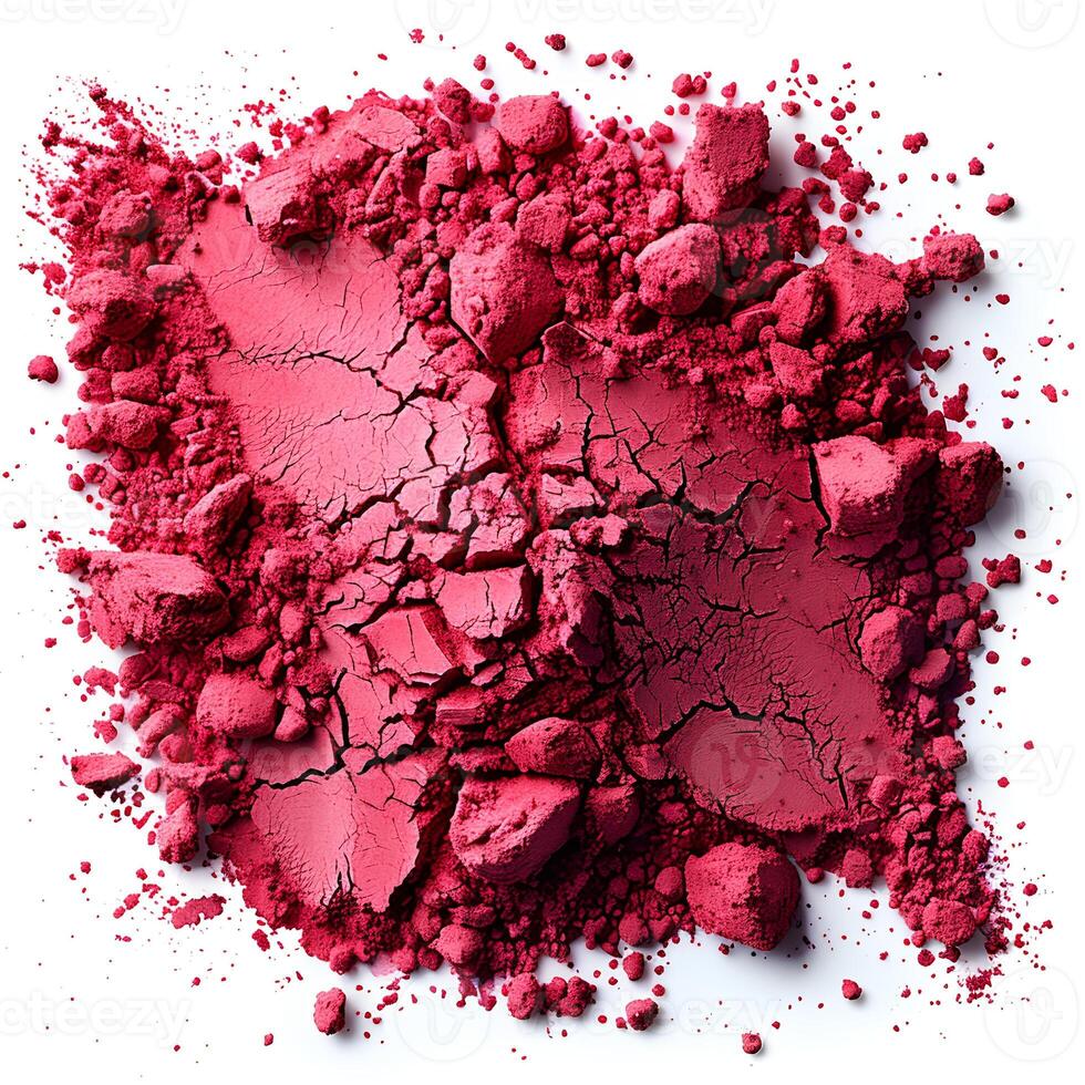 rosso polvere isolato su bianca sfondo con ombra. rosso polvere pigmento superiore Visualizza. rosso polvere per ombretto uso foto