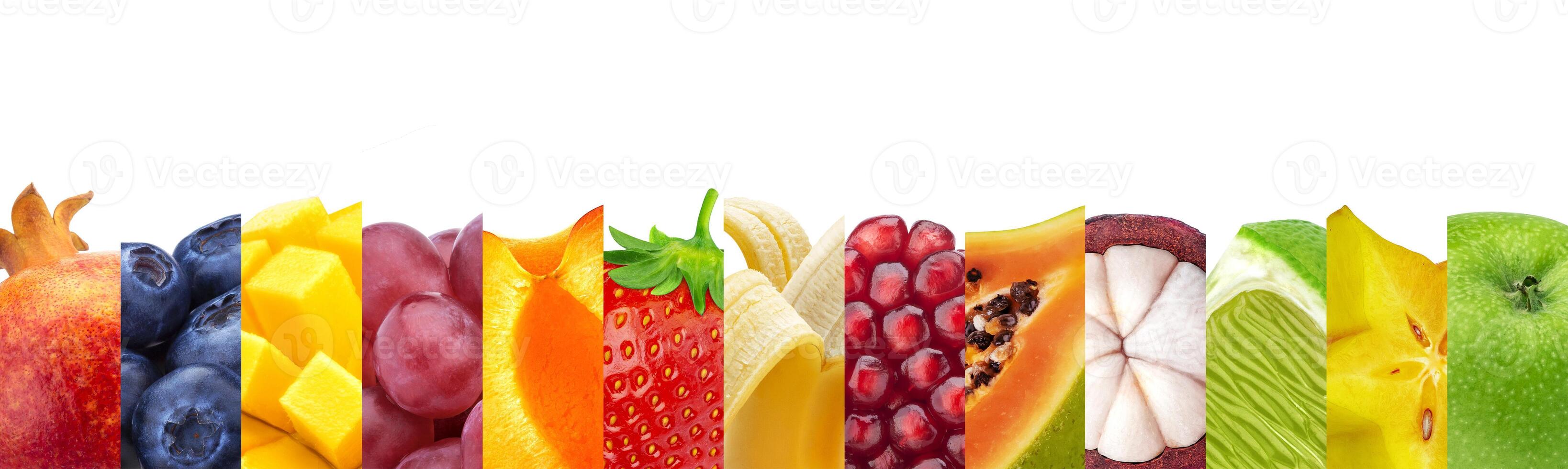 collage di frutta isolato su bianca sfondo con copia spazio foto