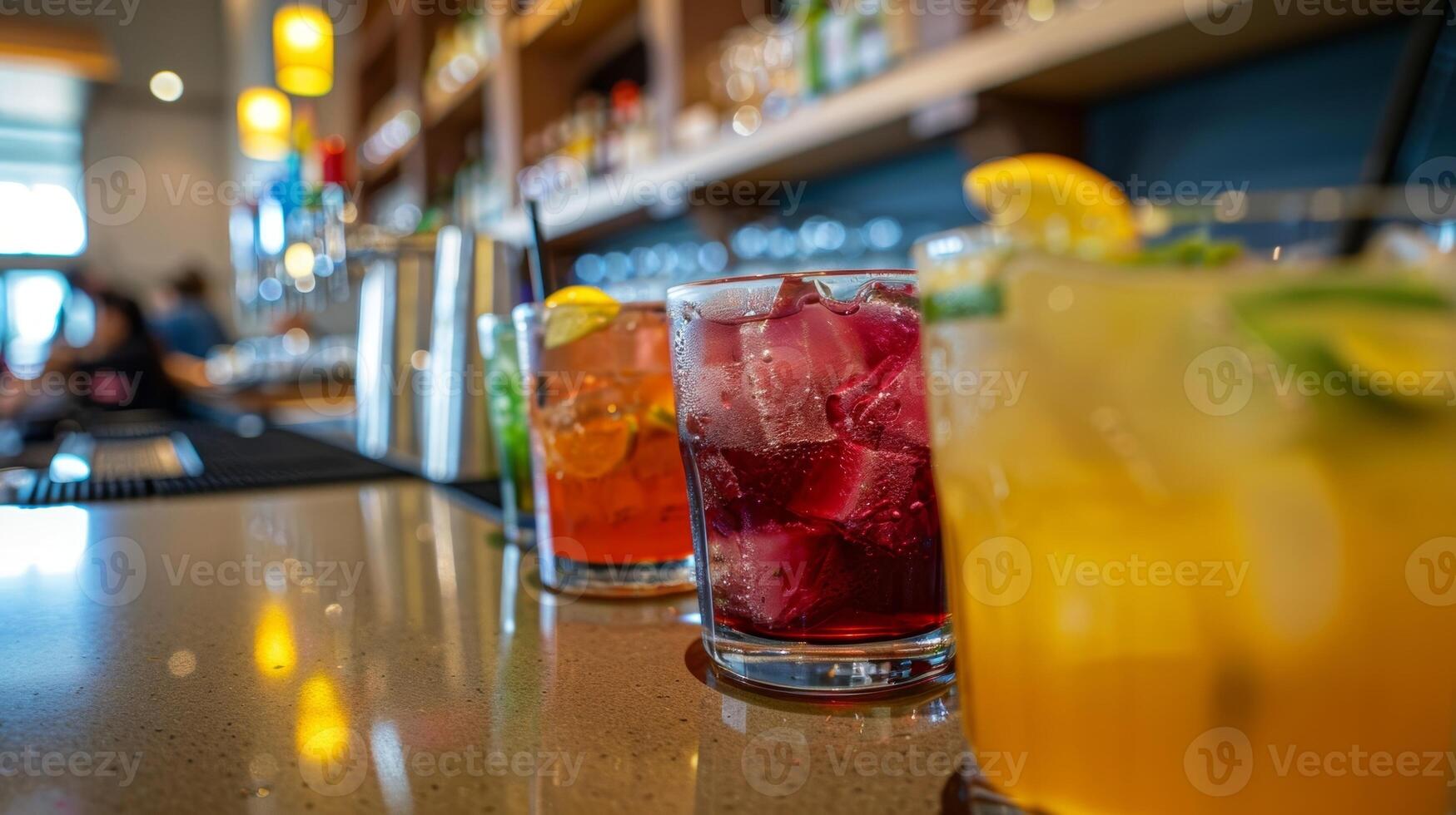 cocktail analcolici e altro non alcolico bevande linea il bar offerta un' varietà di opzioni per studenti per godere foto