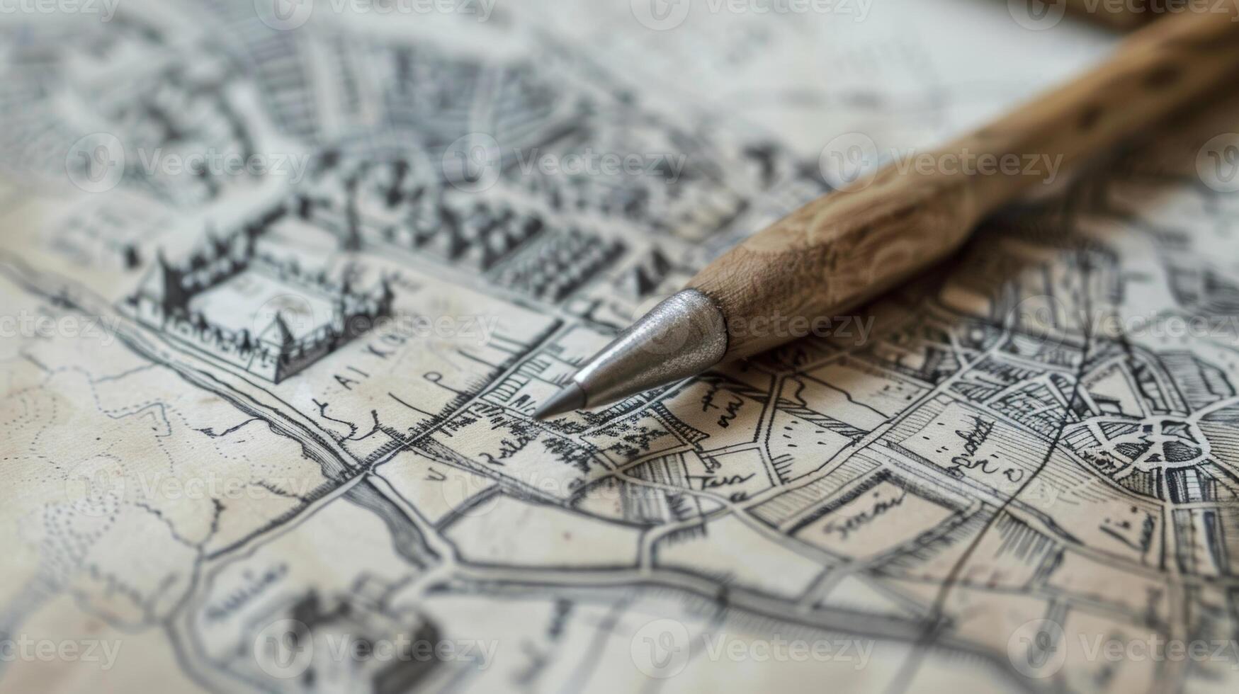 un' personalizzato Stazionario impostato con un' costume disegnato a mano carta geografica di il mittenti città natale o preferito viaggio destinazione foto