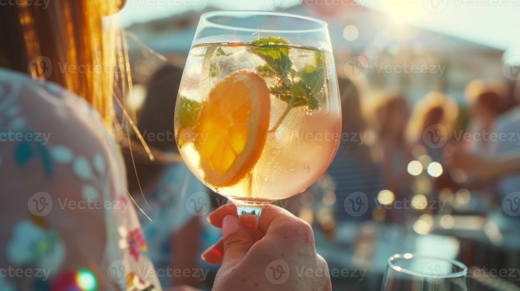 un' persona godendo un' mocktail a un' sociale raccolta dimostrando quello memore potabile può ancora essere piacevole e sociale foto