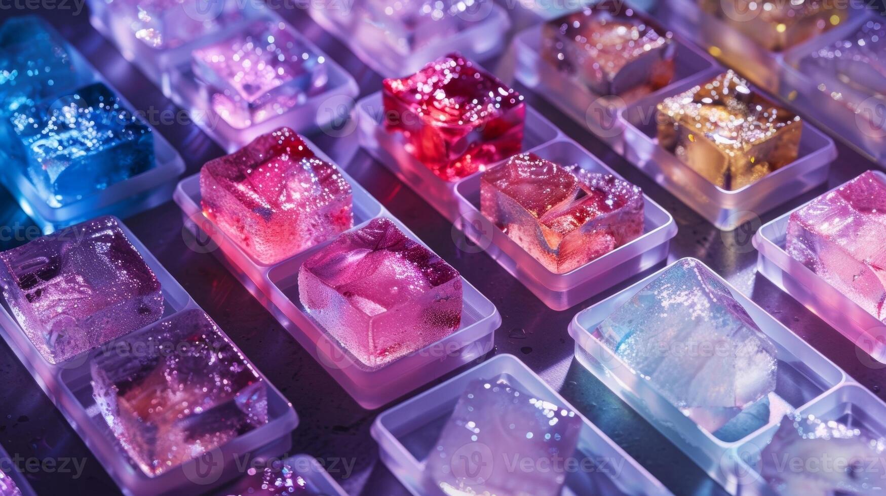 un' varietà di ghiaccio cubo vassoi permettendo per diverso dimensioni e forme di ghiaccio per provvedere per specifico bevande foto