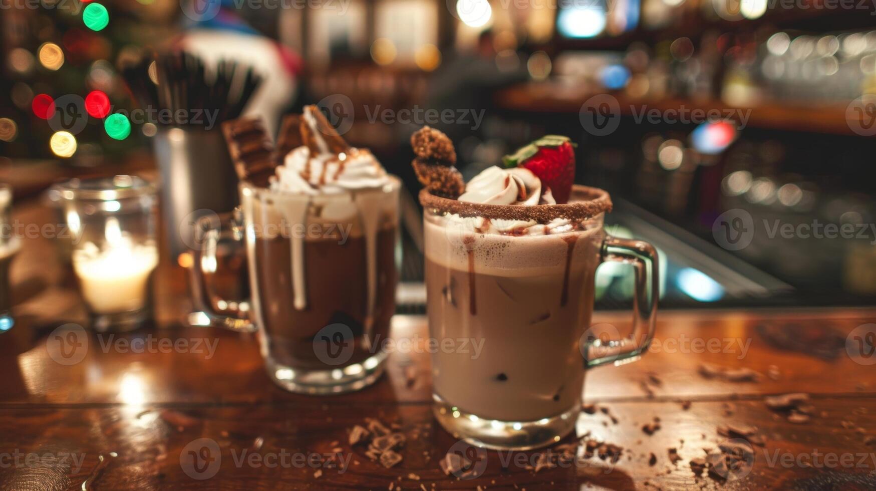 un' finale fermare a un' dolce bar dove il bar strisciare finisce con indulgente senza Alchol dolce ossequi e decadente caldo cioccolatini per il Perfetto finire per il notte foto