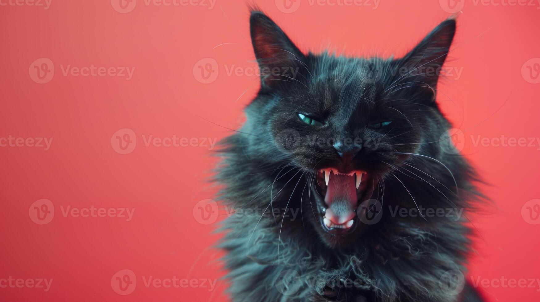 laperm, arrabbiato gatto scoprendo suo denti, studio illuminazione pastello sfondo foto