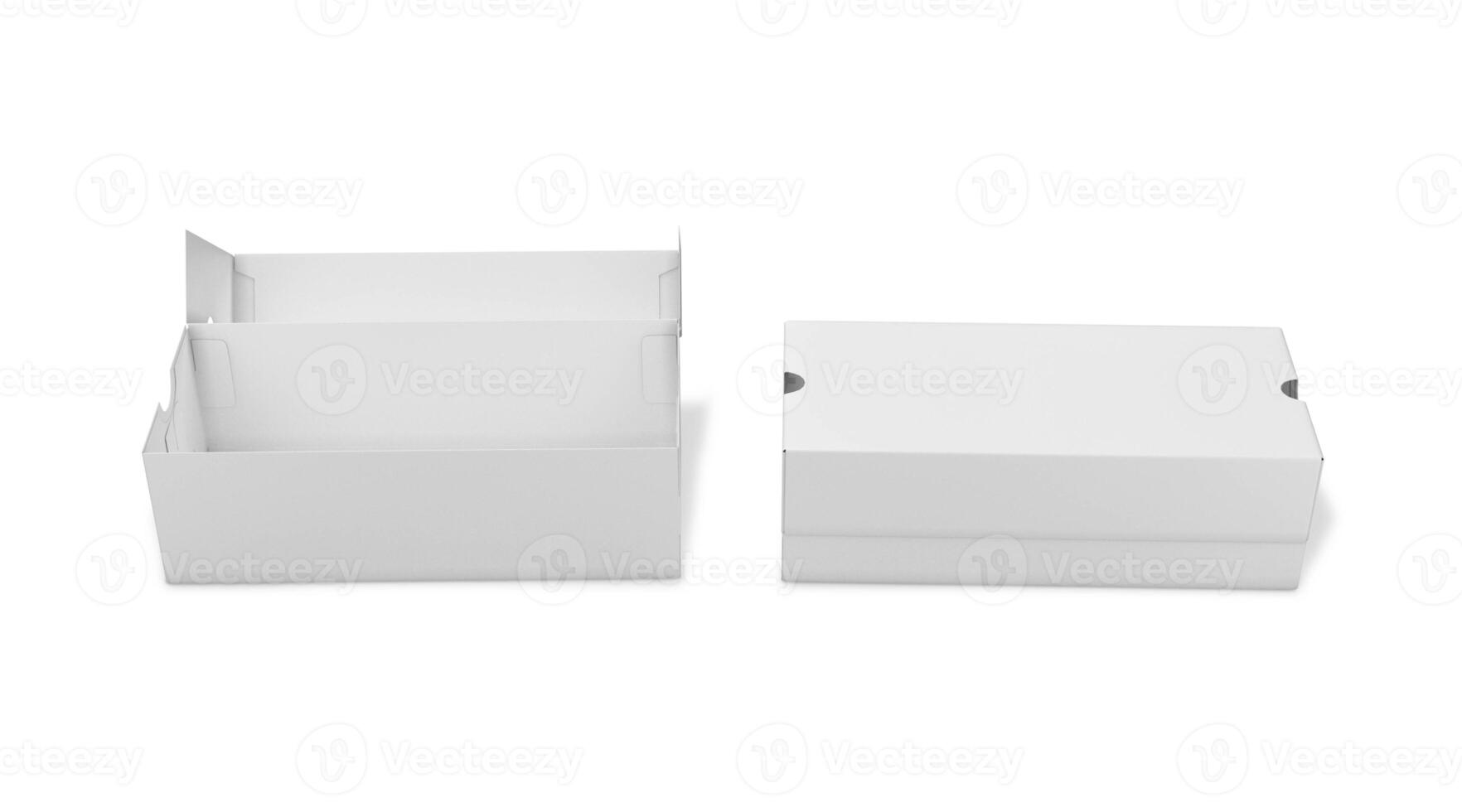 scatola scarpa su bianca sfondo foto