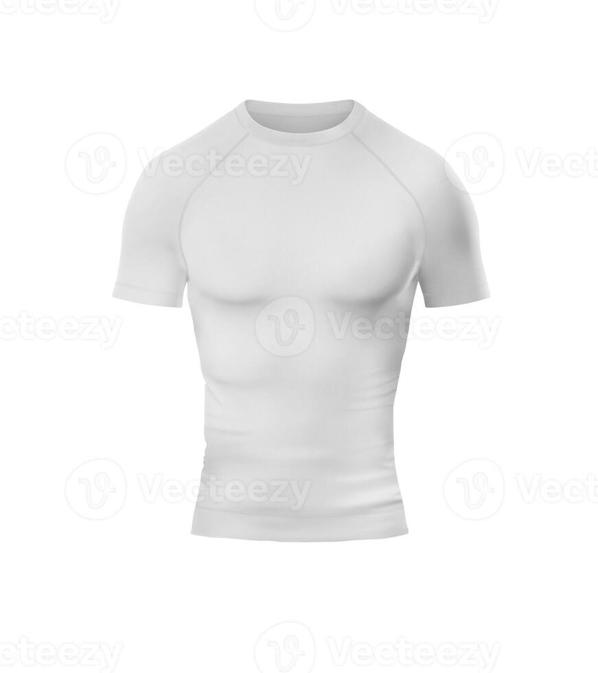 corto manica compressione maglietta - davanti Visualizza su bianca sfondo foto