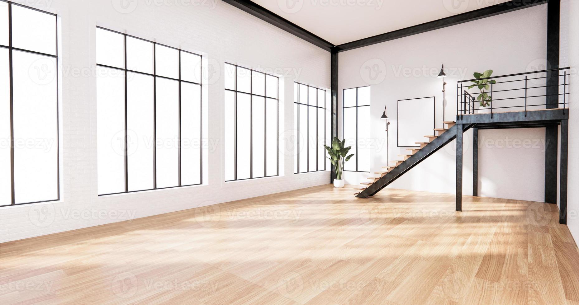 l'interior design, interni moderni in stile loft. rendering 3d foto