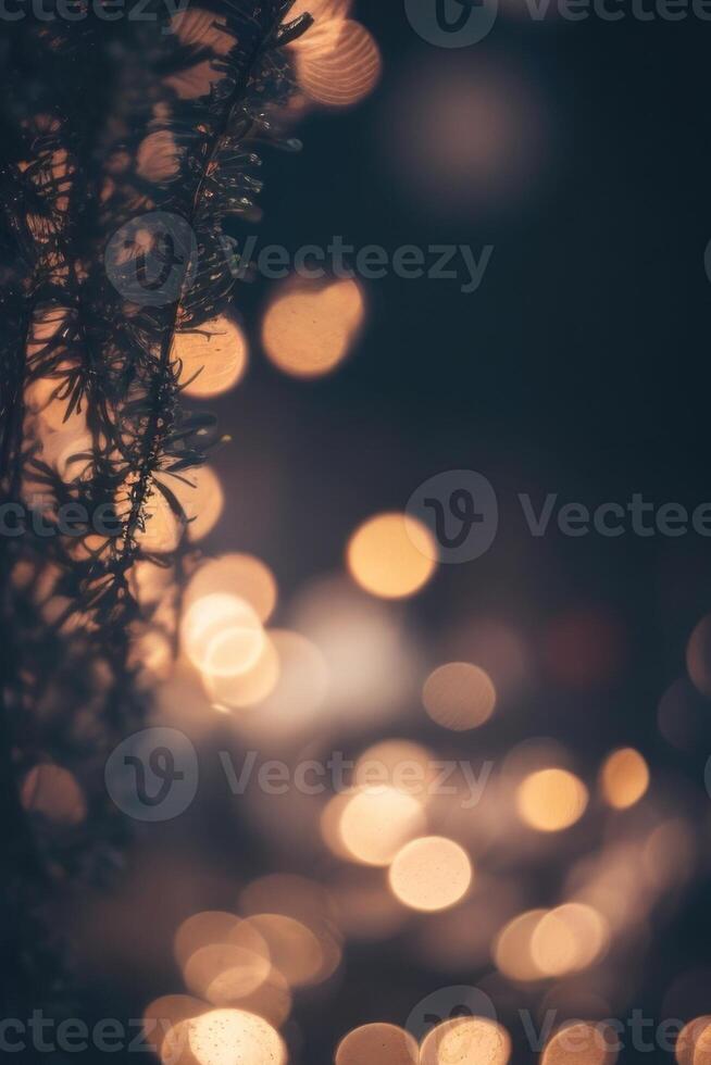 un' sfocato Immagine di un' strada a notte con luci foto