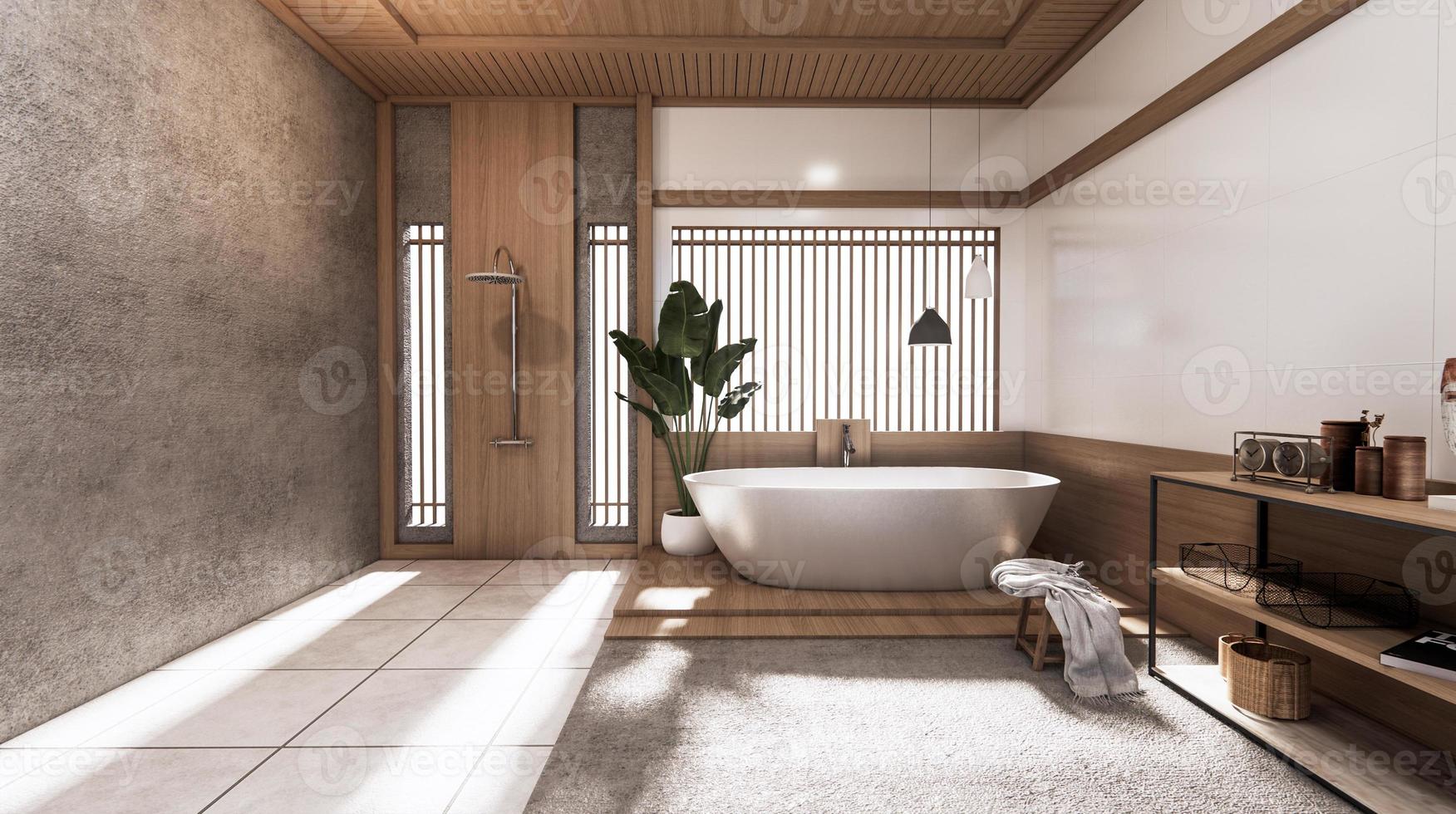 il bagno tropicale in stile giapponese .3d rendering foto