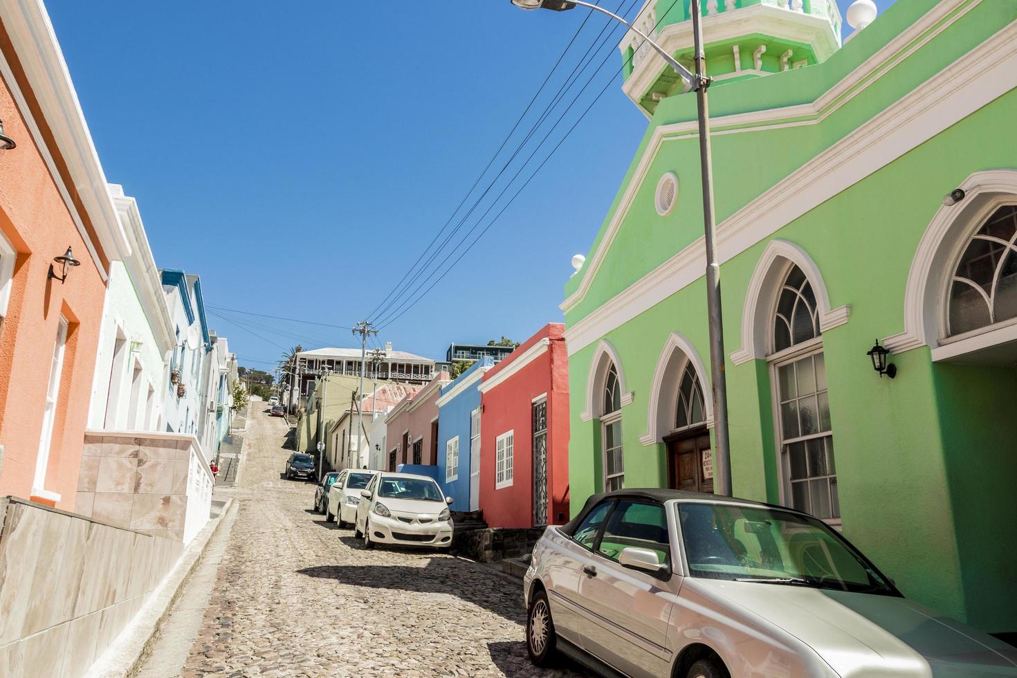 case colorate bo kaap distretto città del capo, sud africa. foto