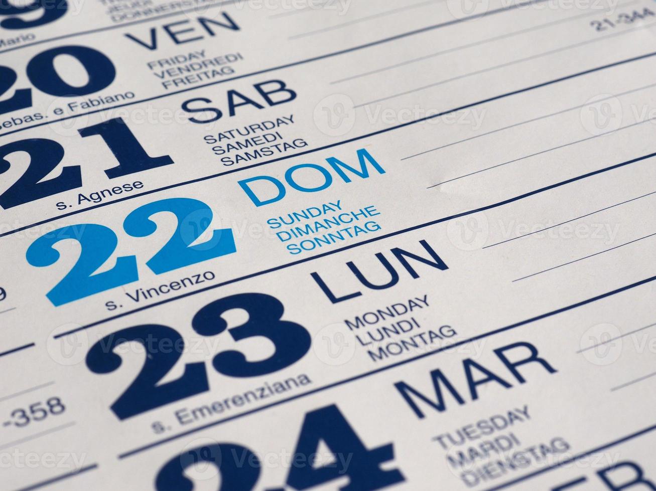 dettaglio della pagina del calendario foto