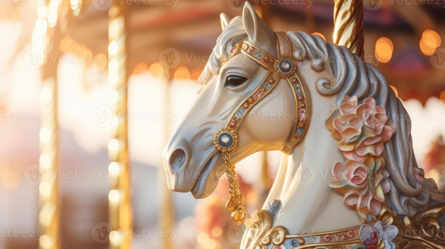 giostra cavallo nel divertimento parco carnevale, ai foto