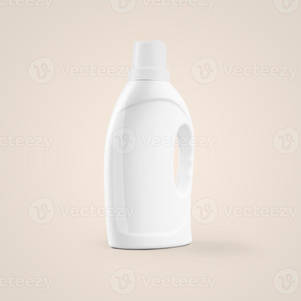 3D rendering vuoto cosmetico bianco bottiglia di plastica con manico contagocce isolato su sfondo grigio. adatto per il tuo design di mockup. foto