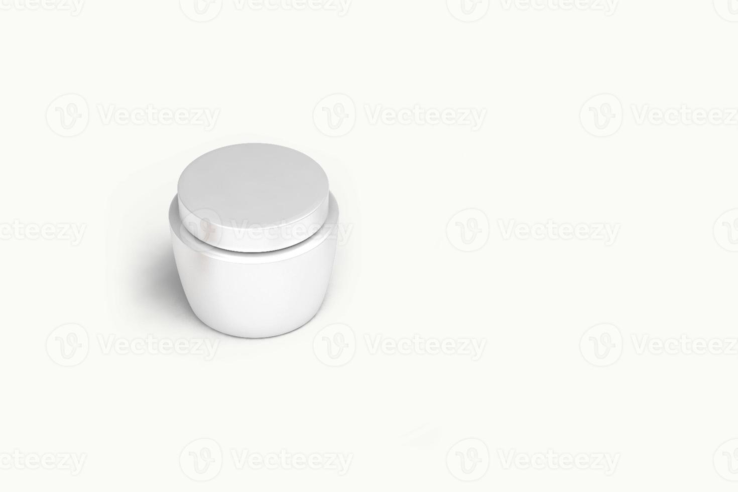 modello di mockup di cosmetici su priorità bassa bianca. contenitore in plastica per prodotti cosmetici. tubo, vaso di crema, prodotti di bellezza isolati su sfondo bianco. rendering 3D. foto