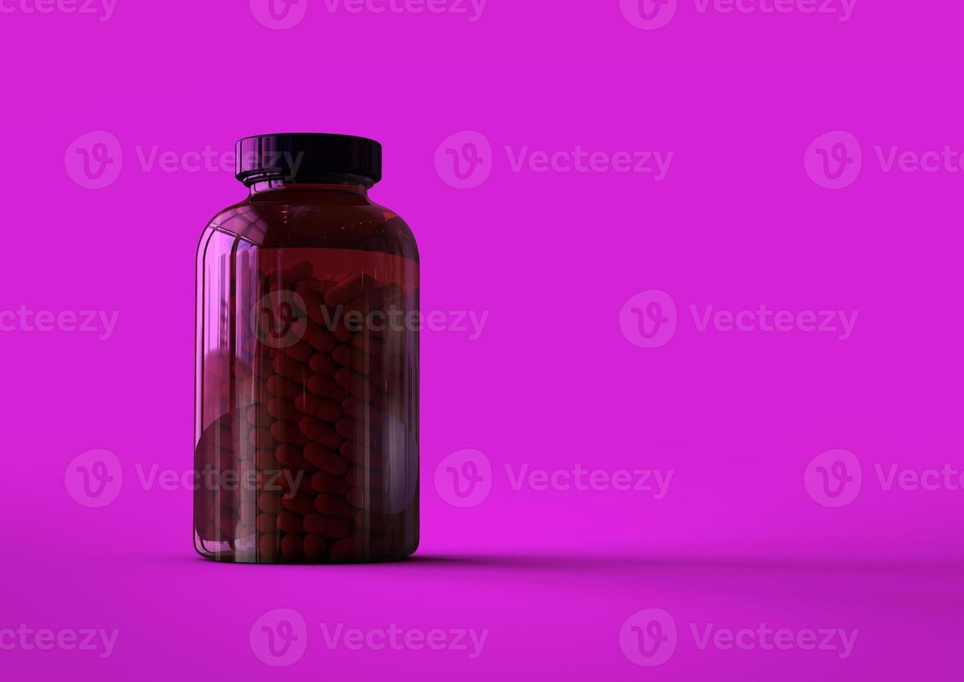 Bottiglia di vitamine 3d isolata su sfondo viola. adatto per il tuo elemento di design. foto