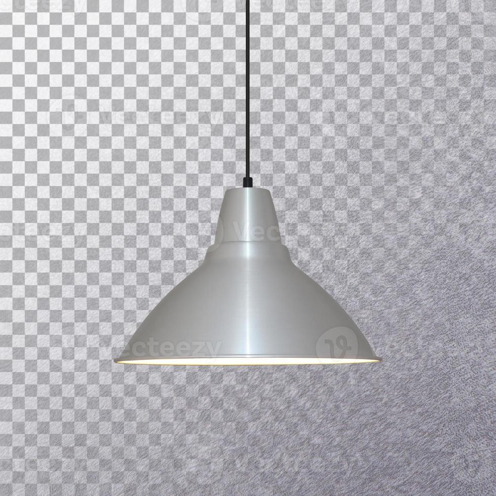 vista laterale della lampada a soffitto grigia isolata foto