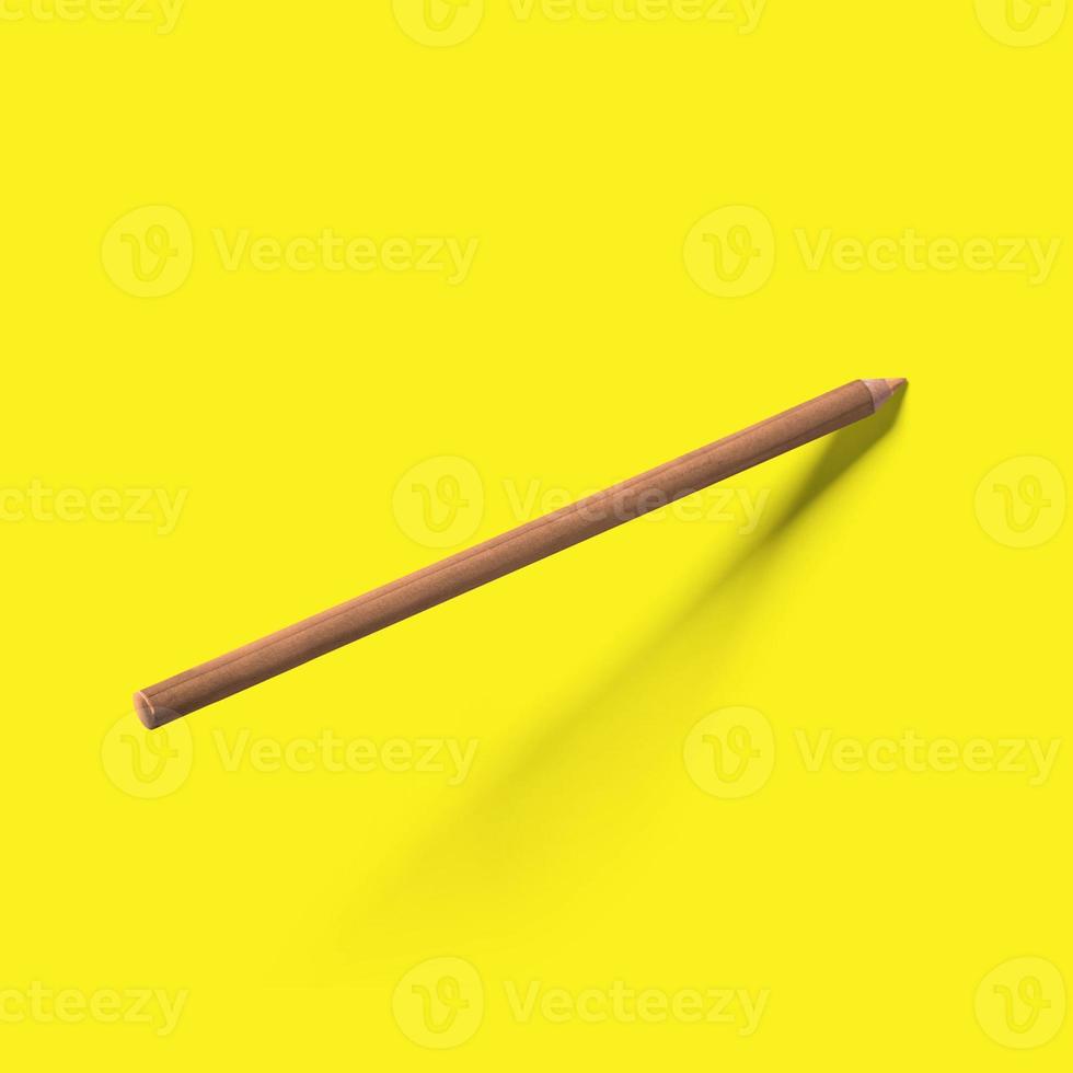 matita gialla volante a base di olio su sfondo giallo. torna all'attrezzatura del concetto di scuola. foto