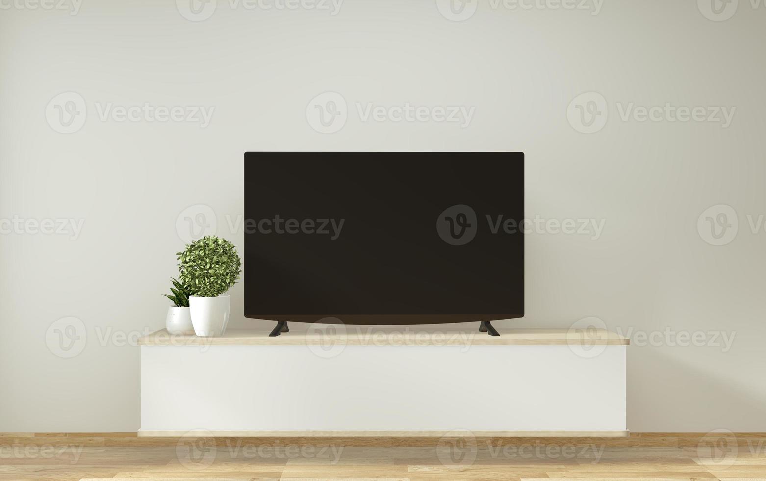 mock up mobile tv e display con design minimale e decoraion in stile giapponese. Rendering 3d foto