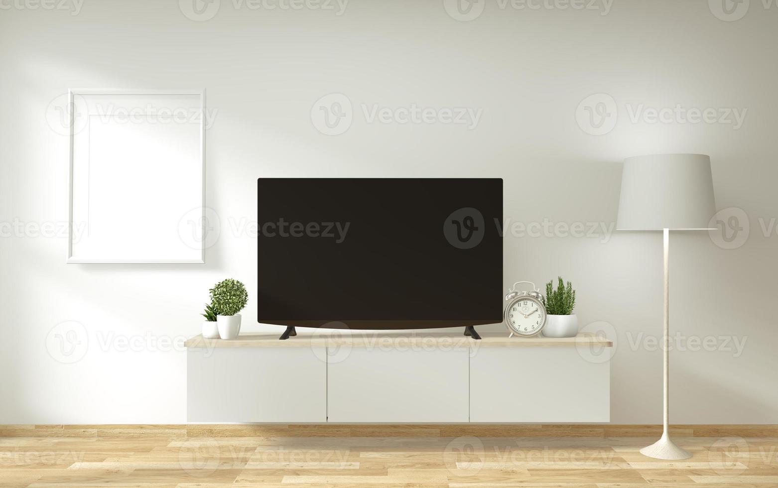 mock up mobile tv e display con design minimale e decoraion in stile giapponese. Rendering 3d foto