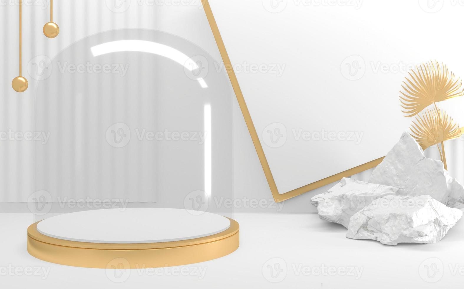 podio bianco su sfondo astratto stile minimal. rendering 3d foto