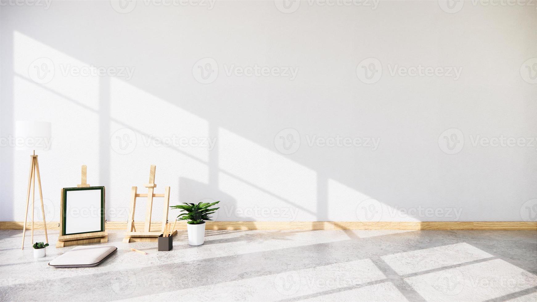 vuoto - soggiorno muro di mattoni bianchi in stile loft interior design. rendering 3d foto