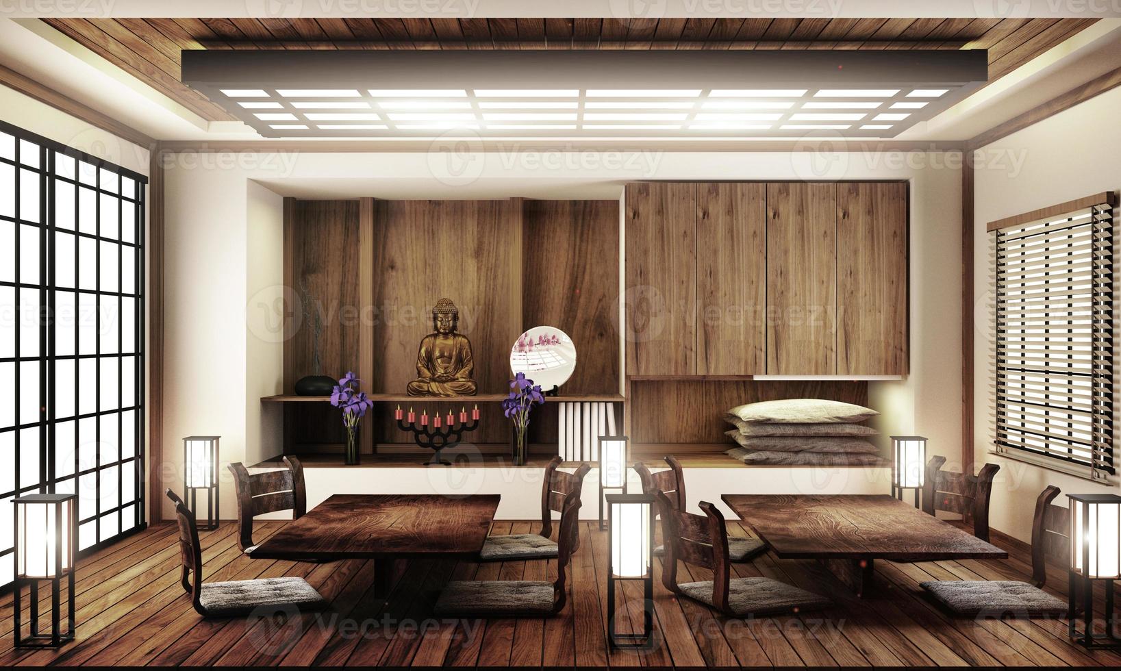 interior design, soggiorno giapponese molto lussuoso.3d rendering foto