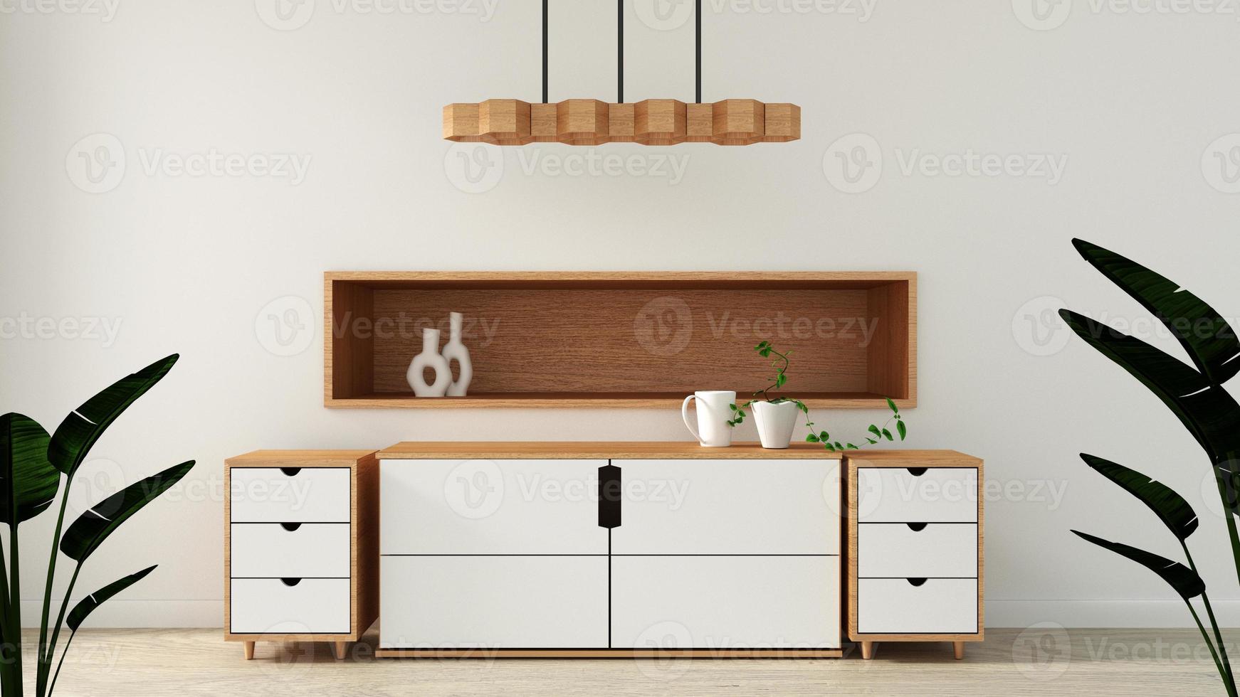 mobiletto in moderno stile giapponese stanza vuota, design minimale. rendering 3d foto