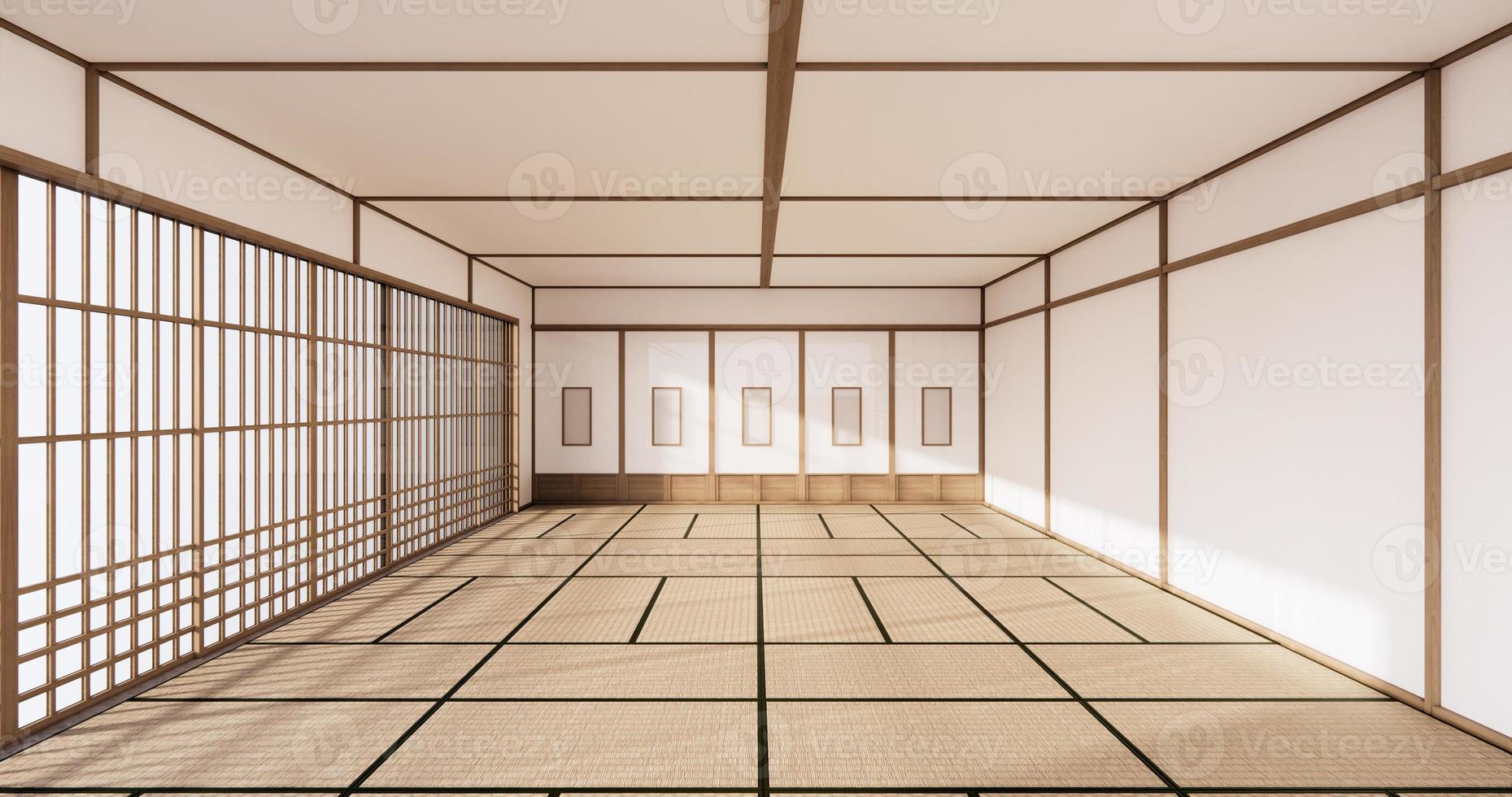 stanza vuota interna in stile giapponese. rendering 3d foto