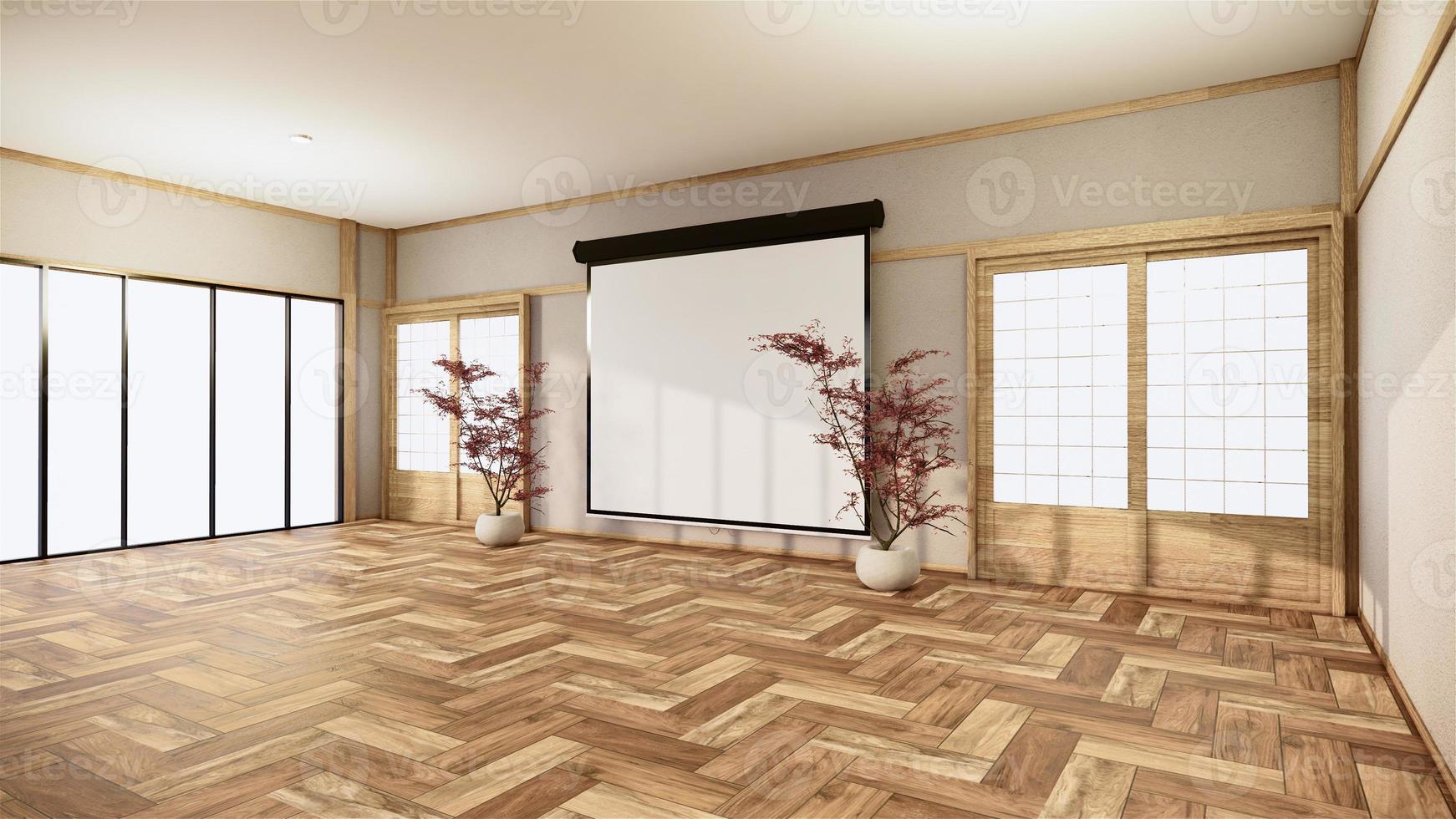 ufficio affari - bella sala riunioni japanroom e tavolo da conferenza, in stile moderno. rendering 3d foto